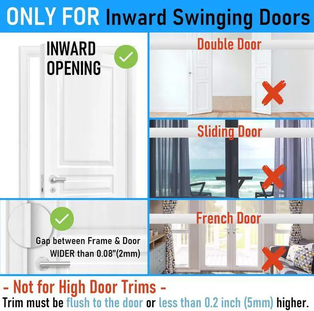 Alt view image 11 of 14 - 3Pack Door Reinforcement Lock Home Security, Childproof Safety | Top Door Lock Latch for Toddlers Safety, Inside Defender Prevents Unauthorized Entry on Inward Doors, Withstands 800lbs