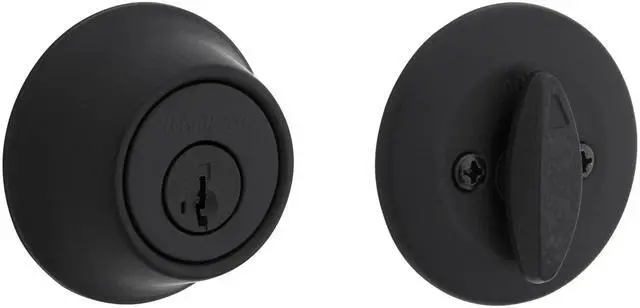 Alt view image 8 of 14 - 660 Deadbolt Lock, Matte Black Round Exterior Keyed Front Entry Door, Pick Resistant SmartKey Rekey Security, Single Cylinder Dead Bolt