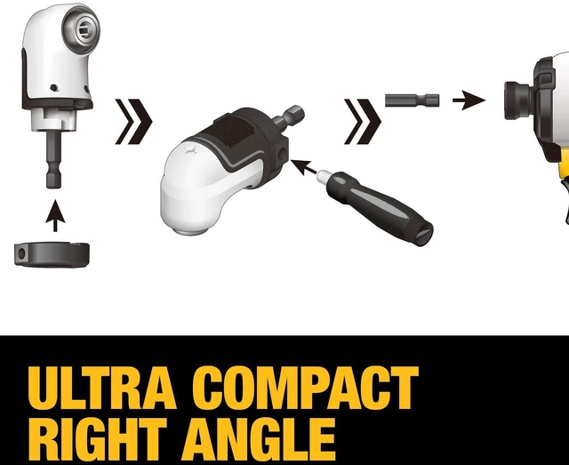 Alt view image 14 of 14 - Right Angle Drill Attachment, 12 in 90 Degree Drill Adapter, Compact 4-in-1 Modular FLEXTORQ Impact Ready Straight Flexible Shaft (DWAMRASETFT)