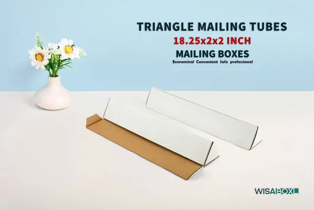 Alt view image 12 of 14 - Triangle Mailing Tubes, 18.25x2x2 inch Shipping Box, 50-Pack | 18" Cardboard Poster Tube for Blueprints, Artwork, Crafts, Long Art Holder, Bulk, White