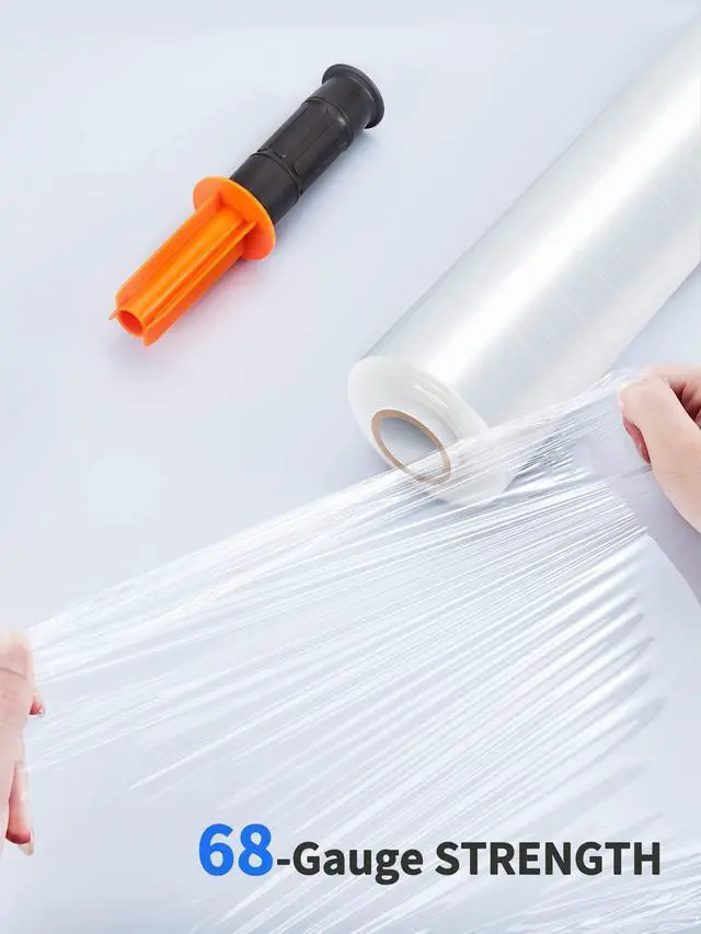 Alt view image 10 of 14 - 4 Pack Stretch Film, 15" x 1000' Shrink Wrap for Pallet Wrap | Industrial Strength Stretch up to 650% Stretch with Handles, Self Adhering Packaging Heavy Duty Film for Moving, 68 Gauge
