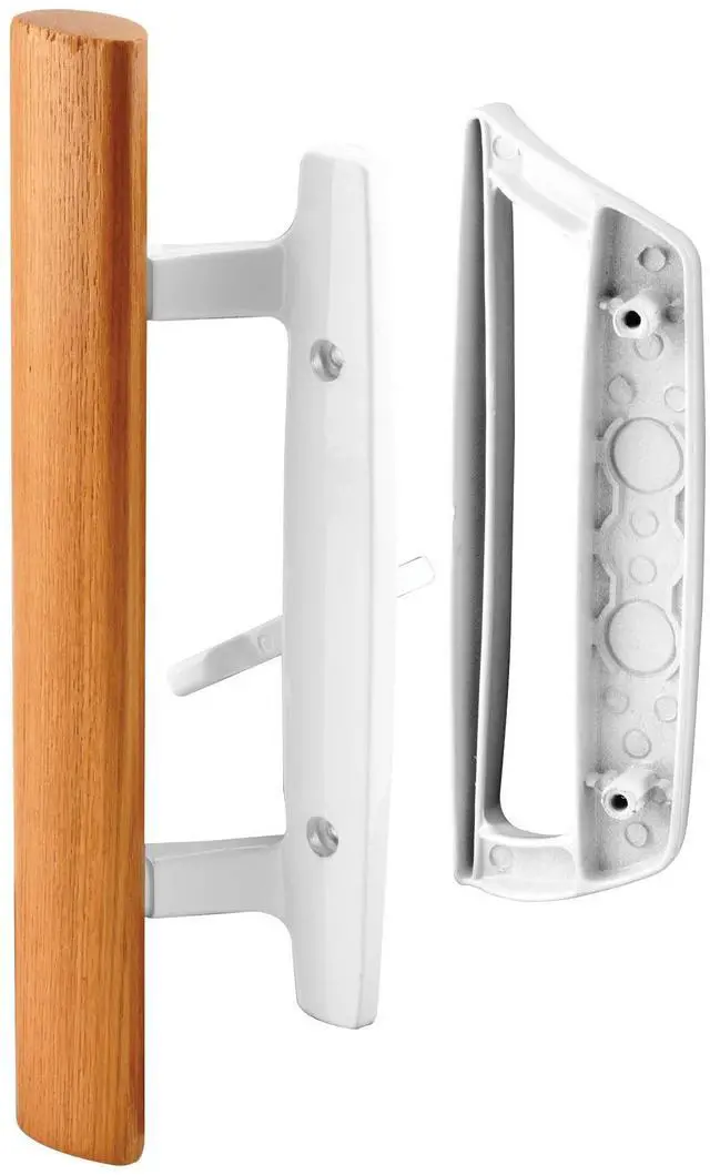 Alt view image 8 of 14 - C 1204 Sliding Glass Door Handle Set Replace Old or Damaged Door Handles Quickly and Easily White Diecast, Mortise/Hook Style, Fits 3-15/16 In. Hole Spacing (1 Set)