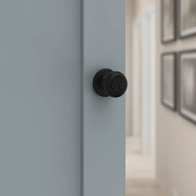Alt view image 13 of 14 - 400CV-514SV1 Cove Knob Entry Door Lock SmartKey New Chassis with 6AL Latch and RCS Strike Iron Black Finish