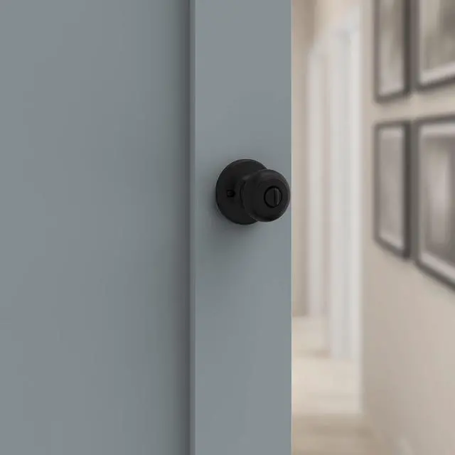 Alt view image 14 of 14 - 400CV-514SV1 Cove Knob Entry Door Lock SmartKey New Chassis with 6AL Latch and RCS Strike Iron Black Finish