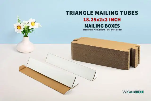 Alt view image 13 of 14 - Triangle Mailing Tubes, 18.25x2x2 inch Shipping Box, 50-Pack | 18" Cardboard Poster Tube for Blueprints, Artwork, Crafts, Long Art Holder, Bulk, White