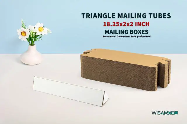 Alt view image 14 of 14 - Triangle Mailing Tubes, 18.25x2x2 inch Shipping Box, 50-Pack | 18" Cardboard Poster Tube for Blueprints, Artwork, Crafts, Long Art Holder, Bulk, White