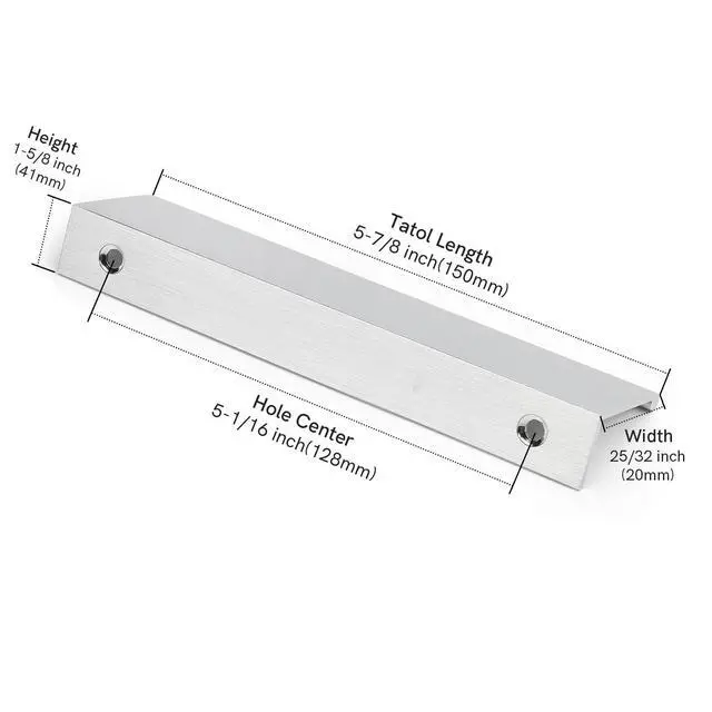 Alt view image 9 of 14 - 10 Pack 5 INCH Cabinet Pulls Brushed Nickel Finger Pulls, Brushed Nickel Edge Pulls for Cabinet Kitchen Cabinet Edge Pulls, 128mm Cabinet Finger Pulls