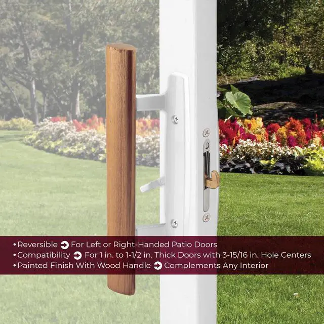Alt view image 12 of 14 - C 1204 Sliding Glass Door Handle Set Replace Old or Damaged Door Handles Quickly and Easily White Diecast, Mortise/Hook Style, Fits 3-15/16 In. Hole Spacing (1 Set)