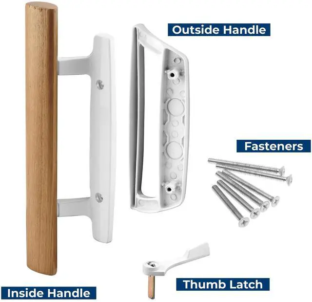 Alt view image 14 of 14 - C 1204 Sliding Glass Door Handle Set Replace Old or Damaged Door Handles Quickly and Easily White Diecast, Mortise/Hook Style, Fits 3-15/16 In. Hole Spacing (1 Set)
