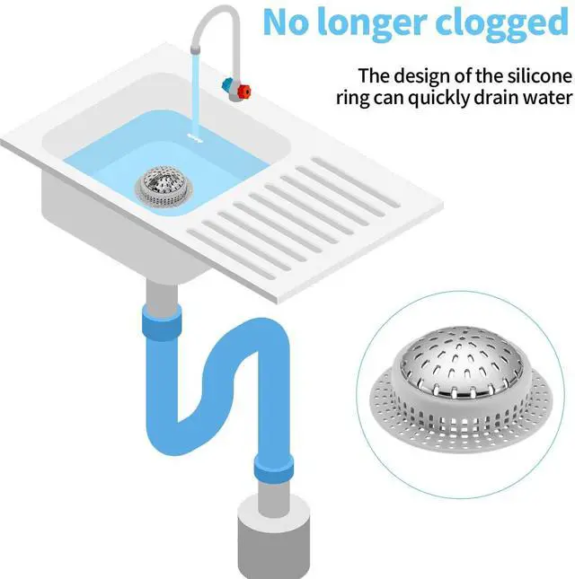 Alt view image 10 of 12 - Bathtub Drain Hair Catcher Shower Drain Cover Sink Drain Protector | Bathroom Sink & Bathtub Drain Strainer for Pop-Up & Regular Drains, grey