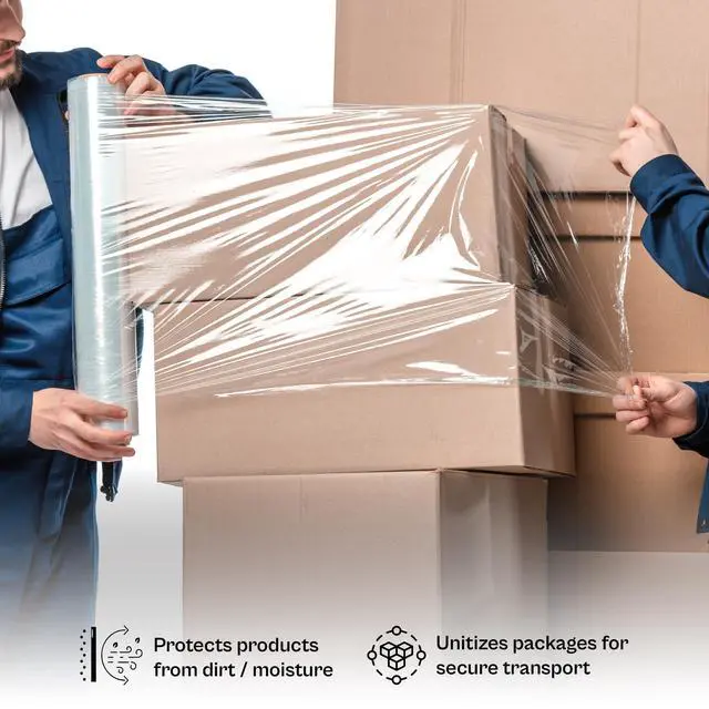 Alt view image 12 of 14 - PSBM Stretch Wrap, 4 Rolls 12 Inch x 1500 Feet 70 Gauge Heavy Duty Clear Plastic Wrap Industrial Strength Shrink Film for Moving, Packing & Shipping