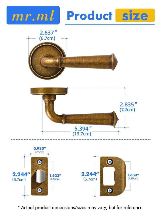 Alt view image 13 of 14 - Door Handle Antique Brass Retro Passage Vintage Door Lever, 1 Pack | Use for Interior Kitchen Pantry Hallway Hall Closet Laundry Room, Aluminium Alloy Handle Lever