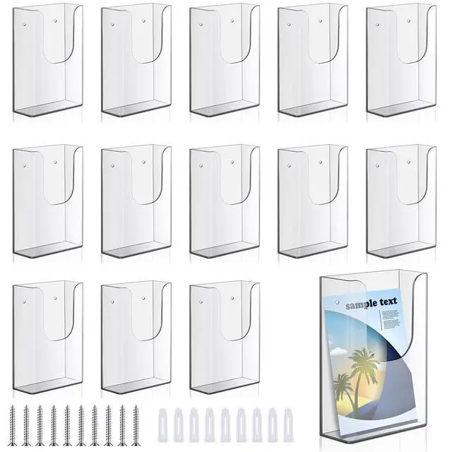 Alt view image 7 of 12 - 20 Pack 4 x 6 Inches Acrylic Brochure Holder Wall Mount, Clear Flyer Holder Rack, Plastic Pamphlet Stand with Nails for Magazine, Booklet, Card, Bookmark Display, Home Office Church Supplies