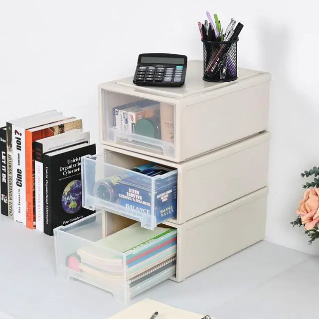 Alt view image 9 of 14 - 12 Quart Stacking Drawer, Plastic Storage Drawer Unit, 3-Pack