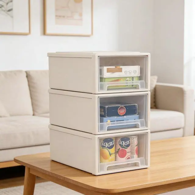 Alt view image 11 of 14 - 12 Quart Stacking Drawer, Plastic Storage Drawer Unit, 3-Pack