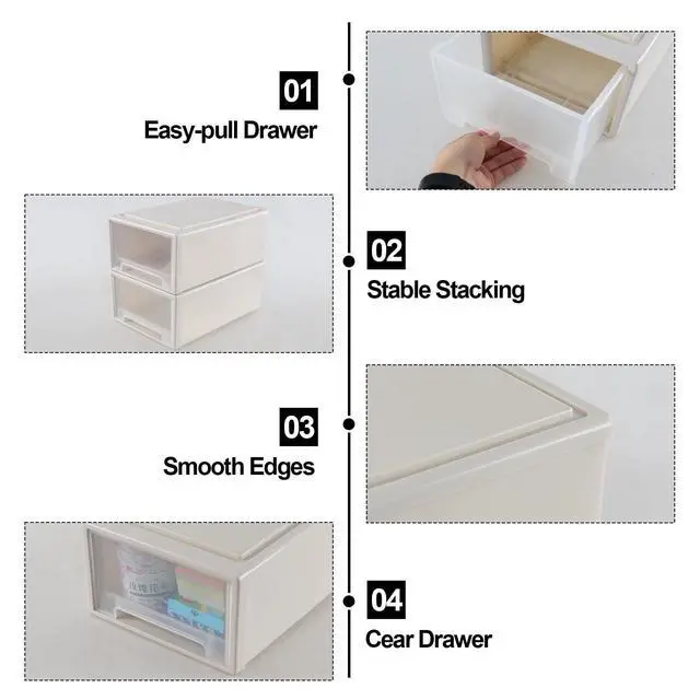 Alt view image 12 of 14 - 12 Quart Stacking Drawer, Plastic Storage Drawer Unit, 3-Pack