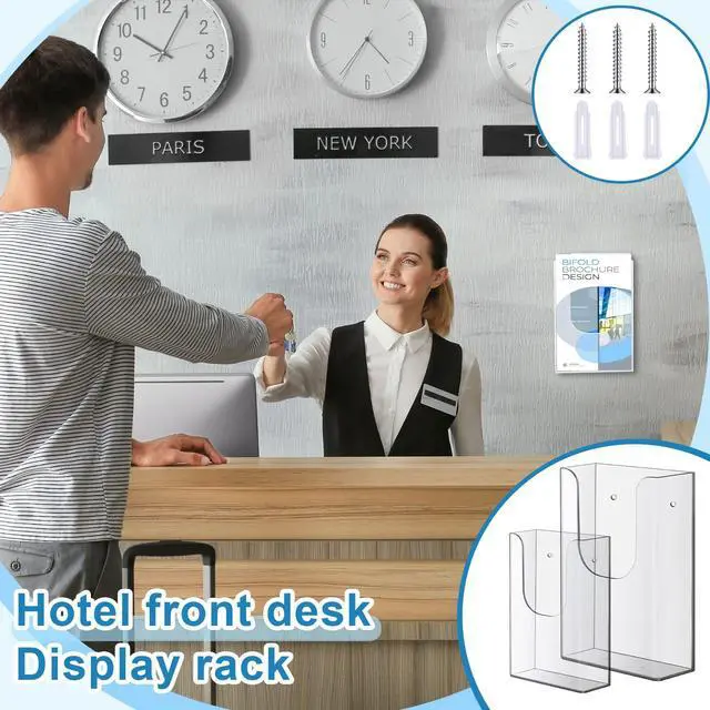 Alt view image 10 of 12 - 20 Pack 4 x 6 Inches Acrylic Brochure Holder Wall Mount, Clear Flyer Holder Rack, Plastic Pamphlet Stand with Nails for Magazine, Booklet, Card, Bookmark Display, Home Office Church Supplies