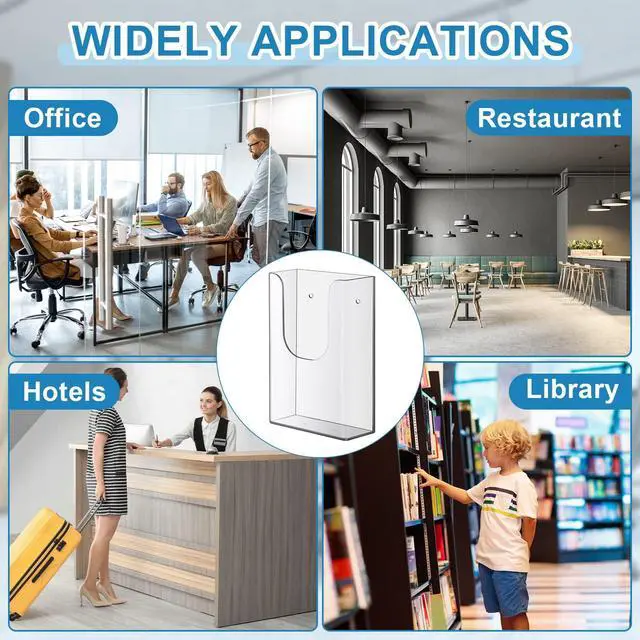 Alt view image 12 of 12 - 20 Pack 4 x 6 Inches Acrylic Brochure Holder Wall Mount, Clear Flyer Holder Rack, Plastic Pamphlet Stand with Nails for Magazine, Booklet, Card, Bookmark Display, Home Office Church Supplies