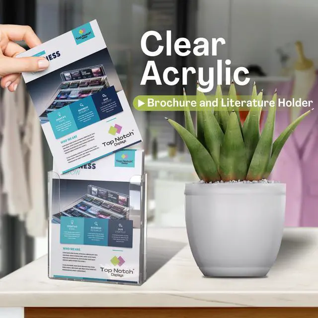 Alt view image 10 of 14 - Acrylic Brochure Holder for Wall Mounting, Clear Display for 8.5" x 11" Flyers, Literature Holder for Magazines, Pamphlets, Menus, Includes Screws & Plastic Anchors Pack of 8