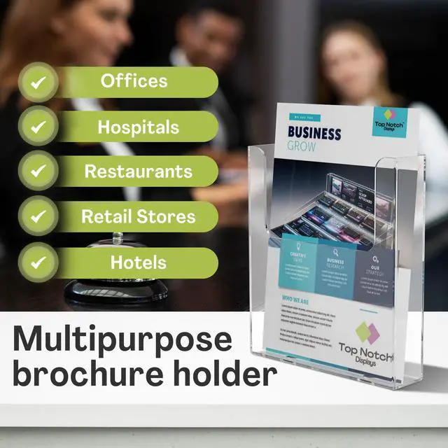 Alt view image 11 of 14 - Acrylic Brochure Holder for Wall Mounting, Clear Display for 8.5" x 11" Flyers, Literature Holder for Magazines, Pamphlets, Menus, Includes Screws & Plastic Anchors Pack of 8