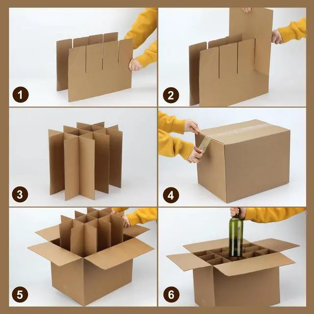 Alt view image 13 of 14 - 16 x 12 x 12 Inch Moving Box Packing with Cardboard Divider Kits, 6 Sets Glass Packing Boxes Kits for Shipping Boxes, Moving Supplies for Moving Glassware Dishes Wine
