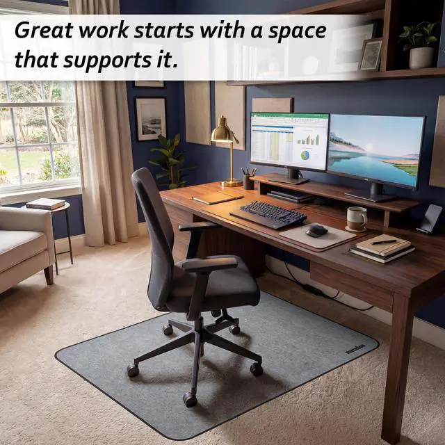 Alt view image 9 of 14 - Chair Mat for Carpet, Multi-Surface Grip, Gray, 48" x 36" | Curl & Crack Resistant Floor Protector, Office Desk Chair, Silent Rolling Gaming Chair | 2-3X Thicker Than Standard at 0.25"
