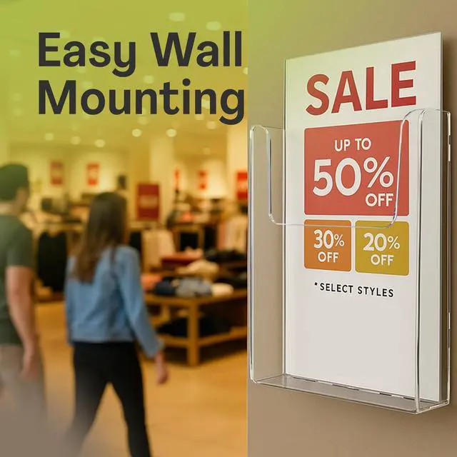 Alt view image 12 of 14 - Acrylic Brochure Holder for Wall Mounting, Clear Display for 8.5" x 11" Flyers, Literature Holder for Magazines, Pamphlets, Menus, Includes Screws & Plastic Anchors Pack of 8