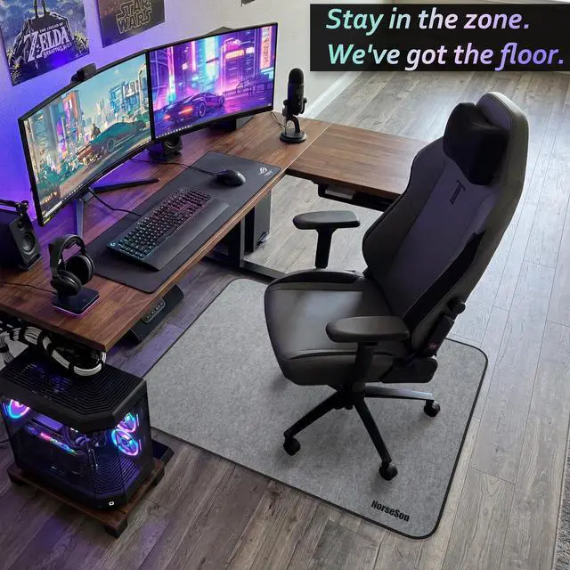 Alt view image 14 of 14 - Chair Mat for Carpet, Multi-Surface Grip, Gray, 48" x 36" | Curl & Crack Resistant Floor Protector, Office Desk Chair, Silent Rolling Gaming Chair | 2-3X Thicker Than Standard at 0.25"