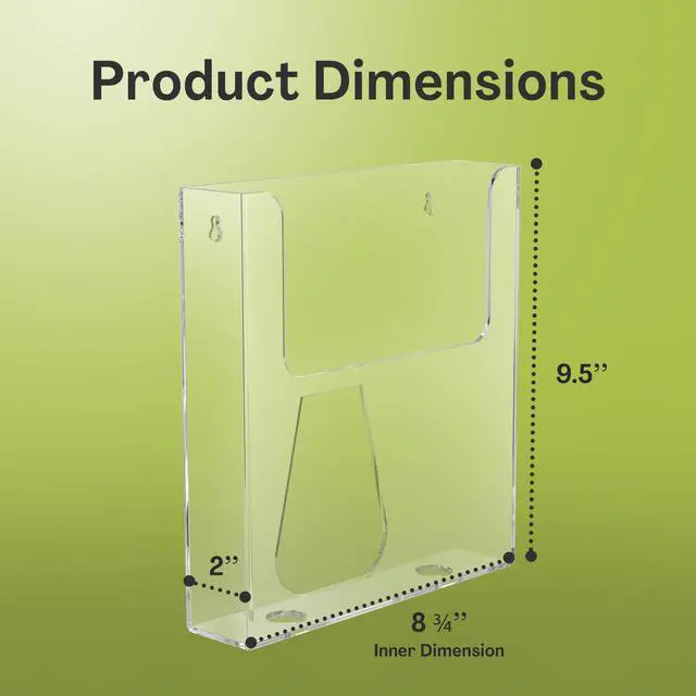 Alt view image 13 of 14 - Acrylic Brochure Holder for Wall Mounting, Clear Display for 8.5" x 11" Flyers, Literature Holder for Magazines, Pamphlets, Menus, Includes Screws & Plastic Anchors Pack of 8