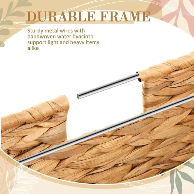 Alt view image 13 of 14 - Large Decorative Hanging File Box Water Hyacinth Wicker Basket File Organizer with Lid Collapsible Woven Filing Cabinet for Office/home Decor(16.54'' X 14.57'' X 11.4'',Light Color,1 Pack)