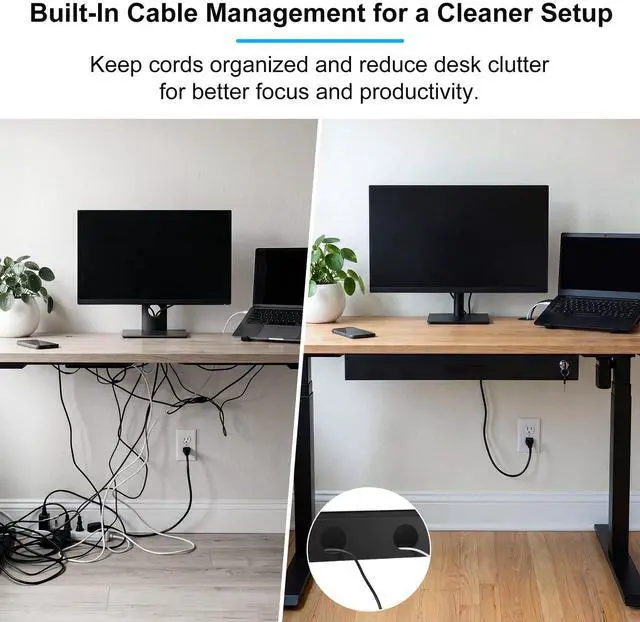 Alt view image 11 of 12 - 24'' x 9'' Under Desk Drawer Slide Out Storage Organizer, Lockable Metal Desk Drawer for Laptop and Office Accessories, Large Hidden Under Table Storage Box with Cable Management, Black