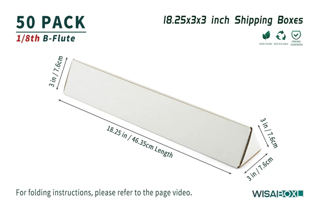 Alt view image 9 of 14 - Triangle Mailing Tubes, 18.25x3x3 inch Shipping Box, 50-Pack | 18" Cardboard Poster Tube for Blueprints, Artwork, Crafts, Long Art Holder, Bulk, White