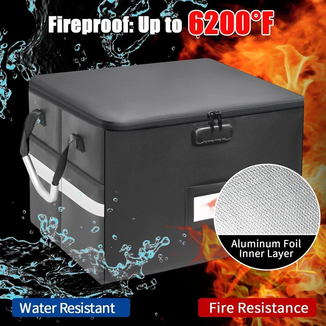 Alt view image 9 of 14 - 6200°F Upgraded Fireproof Document Box, 60L with Lock | 10-Layer Heat Decay Structure For Letter, Legal Folders with 3 Rails for Home Office & Business Travel