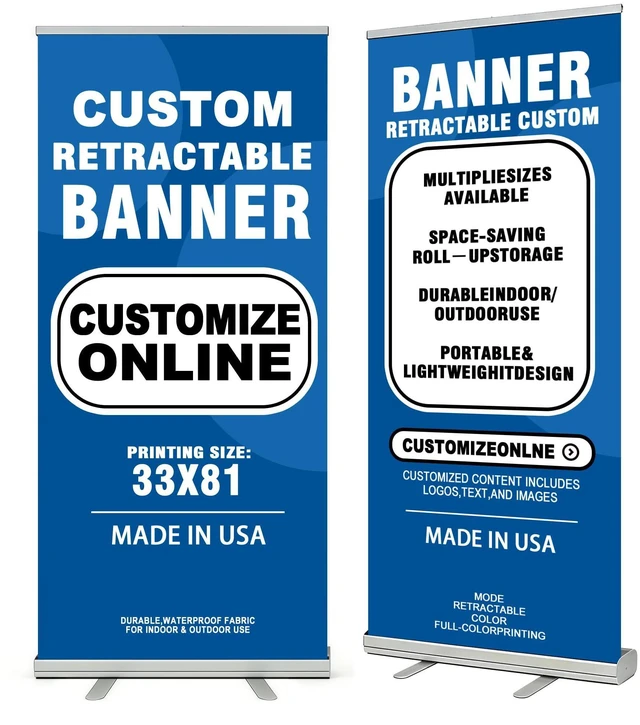Alt view image 8 of 14 - Custom Retractable Banner with Stand, Personalized Roll Up Banner, Full Color Pop Up Display Sign with Travel Bag for Events, Promotion & Advertising (style 1)