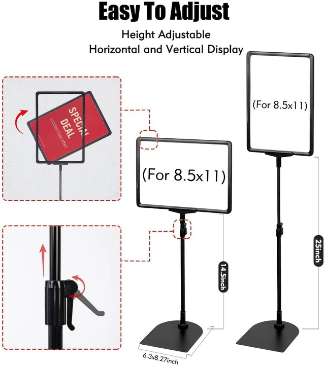 Alt view image 12 of 14 - Sign Holder Stand 8.5 x 11, Indoor Portable Lightweight Signage Display for Table Top & Floor, for Event Business Store Retail Vender Booth Advertisement Trade Show (8.5x11, 6Pack)
