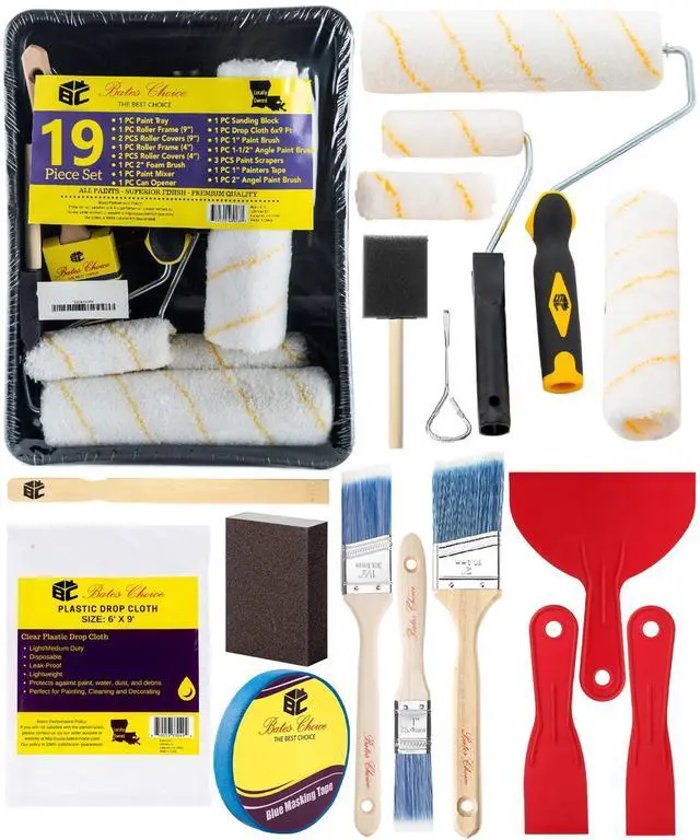 Alt view image 8 of 14 - Bates- Paint Roller Kit, 19 pcs, Roller Set with Microfiber Sleeves & Frame | for Walls, Cabinets, Interior and Exterior Painting
