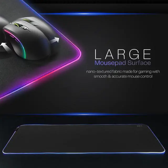 Alt view image 9 of 14 - Extra Large 71 x 36 inch Full Size Desk Pad with RGB Lighting for Office Ambience and Immersive Gaming, Oversized Mouse Pad Table Top Cover, 12 Color Modes, Non-Slip Base, Black, DESK-PAD72-36