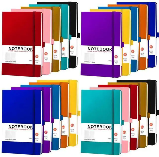 Alt view image 8 of 14 - 20 Pack Hardcover Journals Bulk, A5 Lined Notebooks for Women Men, 200 Pages/100 Sheets, 5.8 x 8.4 inch College Ruled Notebook for Writing Business Work, 10 Colors