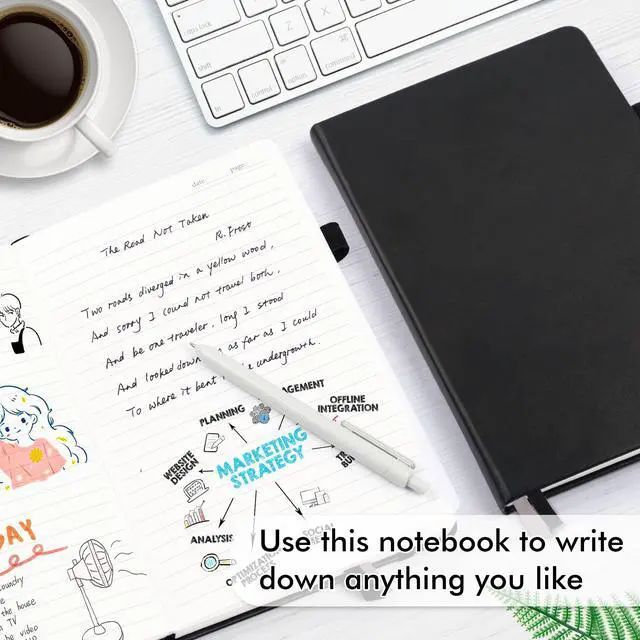 Alt view image 11 of 14 - 18 Pack Journal Notebook for Work, Business Notebook Bulk Hardcover Lined Writing Journal with Pen Holder for Men Women Note Taking, with 18 Black Pens, 120 GSM, 5.1x8.3, A5, Black