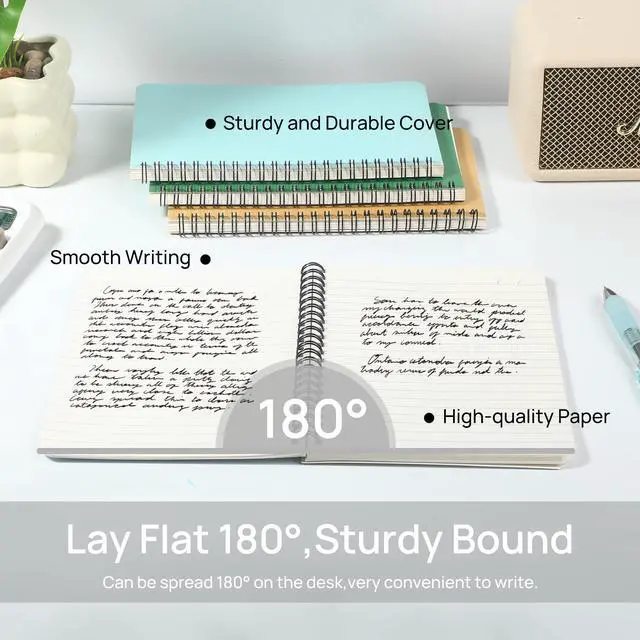 Alt view image 11 of 12 - 48 Pack A5 Spiral Lined Notebooks, 8.1" X 5.5", 60 Sheets/120 Pages Wide Ruled Notebook Spiral Journals Bulk Paper Cover Notepad 12 Colors for Students Taking Class Notes Home Office Gift