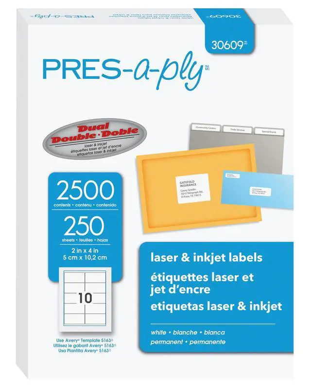 Alt view image 6 of 10 - Laser Label, 2 x 4 Inches, White, Box of 2500, 2 Packs (30609)