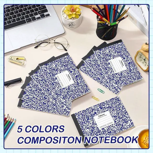 Alt view image 12 of 14 - 50 Pack Composition Notebooks Bulk Wide Ruled A5 Half Size Composition Notebooks 5 x 7.5 Marble Cover Note Books 80 Pages Small Journal 11/32" Spacing for Primary School Supplies(Blue)