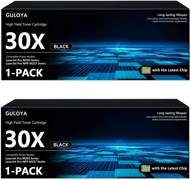 Alt view image 8 of 14 - 30X CF230X Black Toner Cartridge High Yield 2-Pack with Chip: 30X Toner Cartridge Replacement for HP30X CF230X Black Toner Works with Laser Pro M203dn M203dw Pro MFP M227fdn M227sdn M227fdw Printer