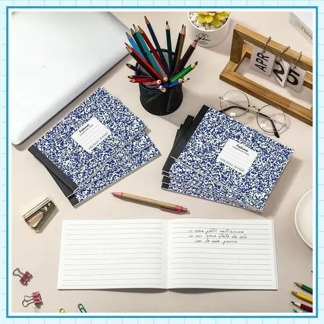 Alt view image 14 of 14 - 50 Pack Composition Notebooks Bulk Wide Ruled A5 Half Size Composition Notebooks 5 x 7.5 Marble Cover Note Books 80 Pages Small Journal 11/32" Spacing for Primary School Supplies(Blue)