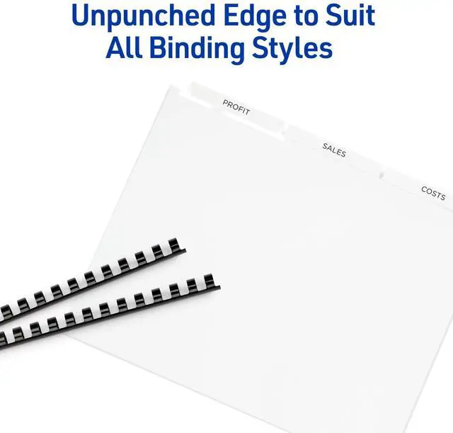 Alt view image 13 of 14 - 3-Tab Unpunched Dividers for Use with Any Binding System, Easy Print & Apply Clear Label Strip, Index Maker Customizable White Tabs, 25 Sets (11442)