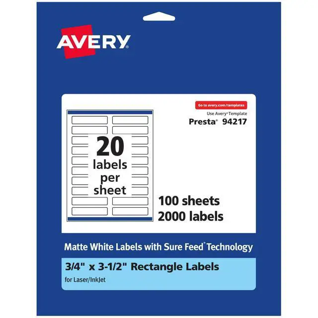 Alt view image 8 of 14 - ® Matte White Rectangle Labels, Sure Feed® Technology, 0.75" x 3.5", 2,000 Matte White Printable Labels