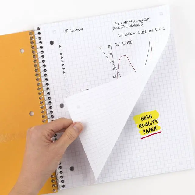 Alt view image 11 of 14 - Spiral Notebook + Study App,1 Subject,Graph Ruled Paper,8-1/2" x 11",100 Sheets,Fights Ink Bleed,Water Resistant Cover,Assorted Colors (73549),6 Count (Pack of 2)