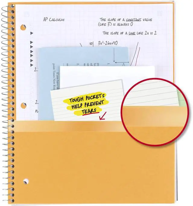 Alt view image 12 of 14 - Spiral Notebook + Study App,1 Subject,Graph Ruled Paper,8-1/2" x 11",100 Sheets,Fights Ink Bleed,Water Resistant Cover,Assorted Colors (73549),6 Count (Pack of 2)