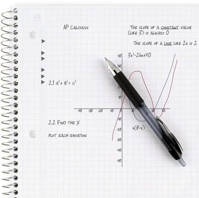 Alt view image 13 of 14 - Spiral Notebook + Study App,1 Subject,Graph Ruled Paper,8-1/2" x 11",100 Sheets,Fights Ink Bleed,Water Resistant Cover,Assorted Colors (73549),6 Count (Pack of 2)