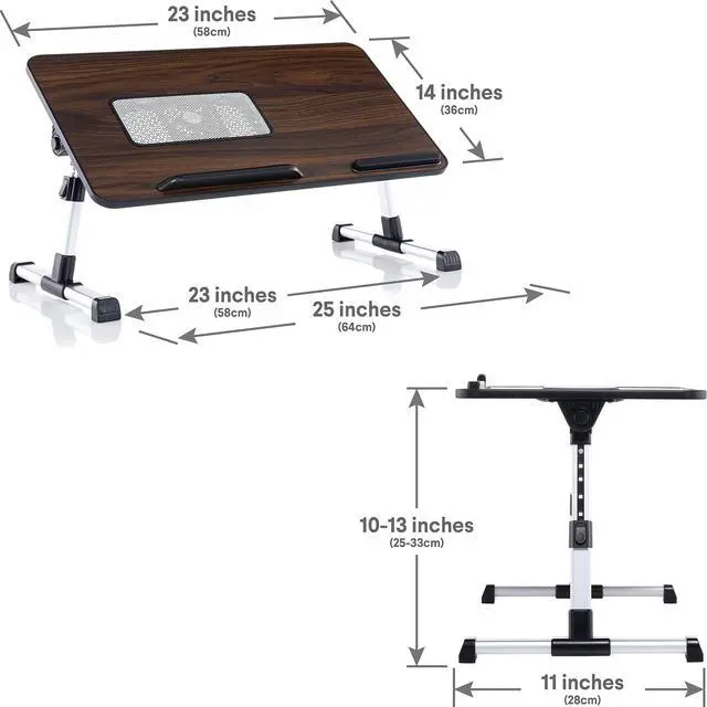 Alt view image 9 of 14 - Lap Desk Brown Large Wood Top - Fits Up to 17" Laptop - with Dual Cushion, Wrist Rest & Built-in Mouse Pad, Portable Laptop Stand for Bed, Multifunctional Slot for Tablet, Pen & Phone